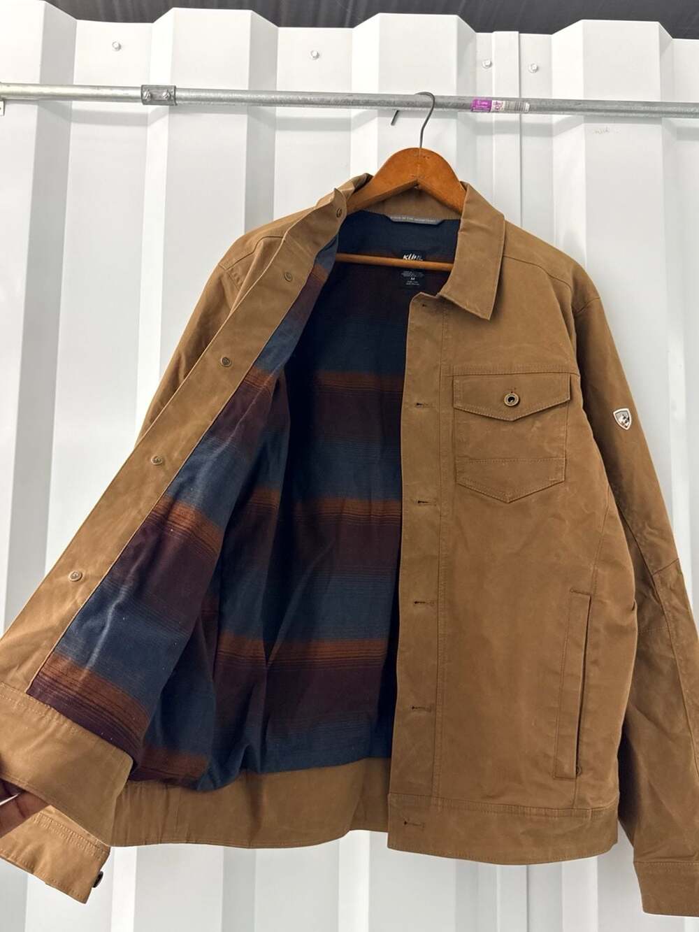 Kuhl Waxed Canvas Jacket Mens Medium Brown Lined Workwear Utility Coat - Picture 2 of 5